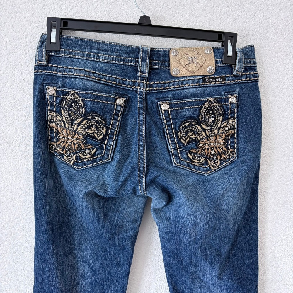 Miss Me‎ Jeans Women's Size 28 Bootcut Fleur de Lis Embellished Denim JE8314ETL